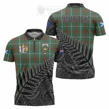 Gayre Crest Tartan Zipper Polo Shirt with New Zealand Silver Fern Half Style