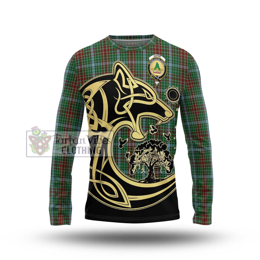 Gayre Tartan Long Sleeve T-Shirt with Family Crest Celtic Wolf Style Unisex - Tartan Vibes Clothing