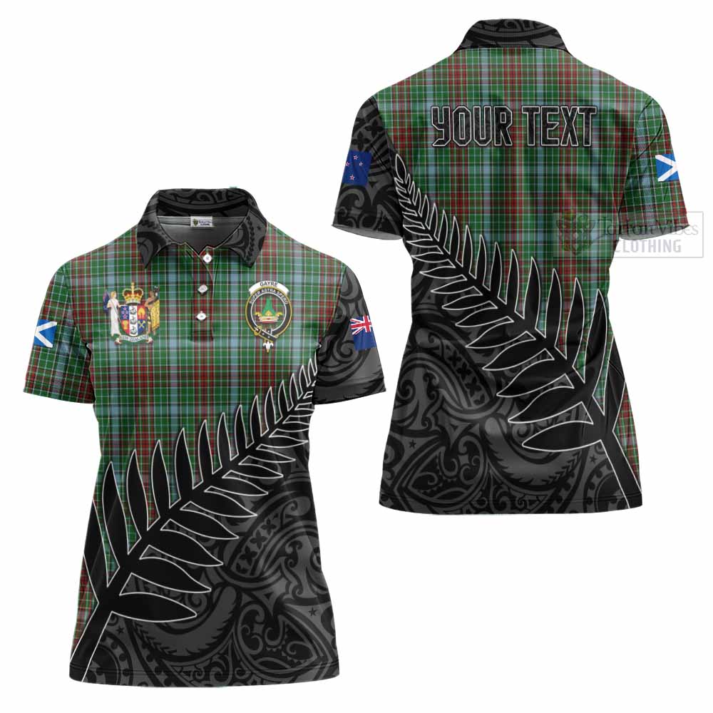 Tartan Vibes Clothing Gayre Crest Tartan Women's Polo Shirt with New Zealand Silver Fern Half Style