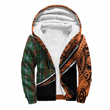 Gayre Crest Tartan Sherpa Hoodie with Polynesian Vibes Style - Orange Version