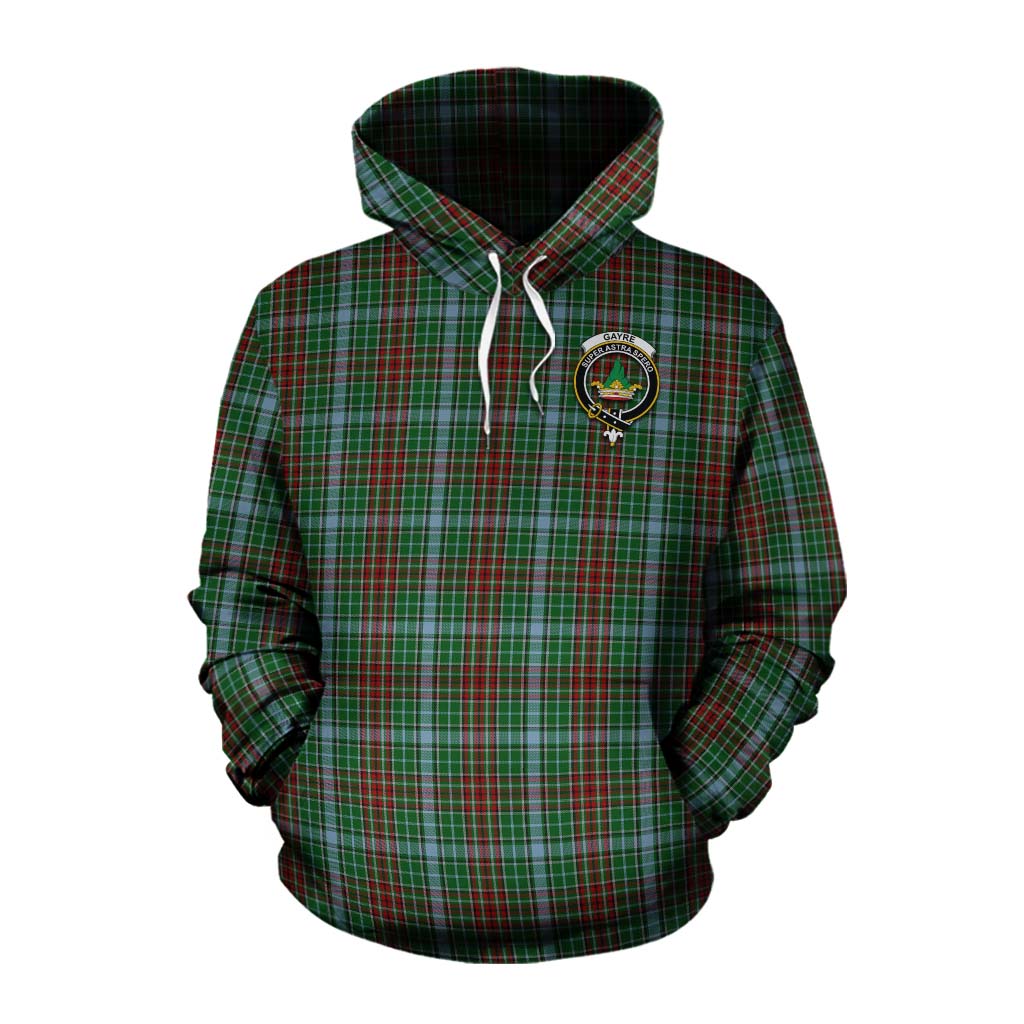 Tartan Vibes Clothing Gayre Tartan Cotton Hoodie with Family Crest Celtic Skull Style