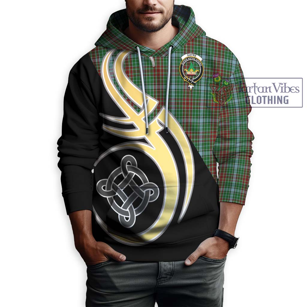 Gayre Tartan Hoodie with Family Crest and Celtic Symbol Style Zip Hoodie - Tartan Vibes Clothing