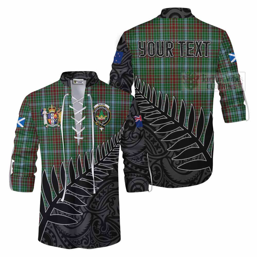 Tartan Vibes Clothing Gayre Crest Tartan Ghillie Kilt Shirt with New Zealand Silver Fern Half Style