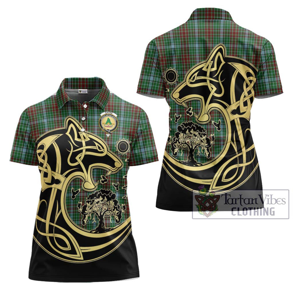 Gayre Tartan Women's Polo Shirt with Family Crest Celtic Wolf Style Women - Tartanvibesclothing Shop