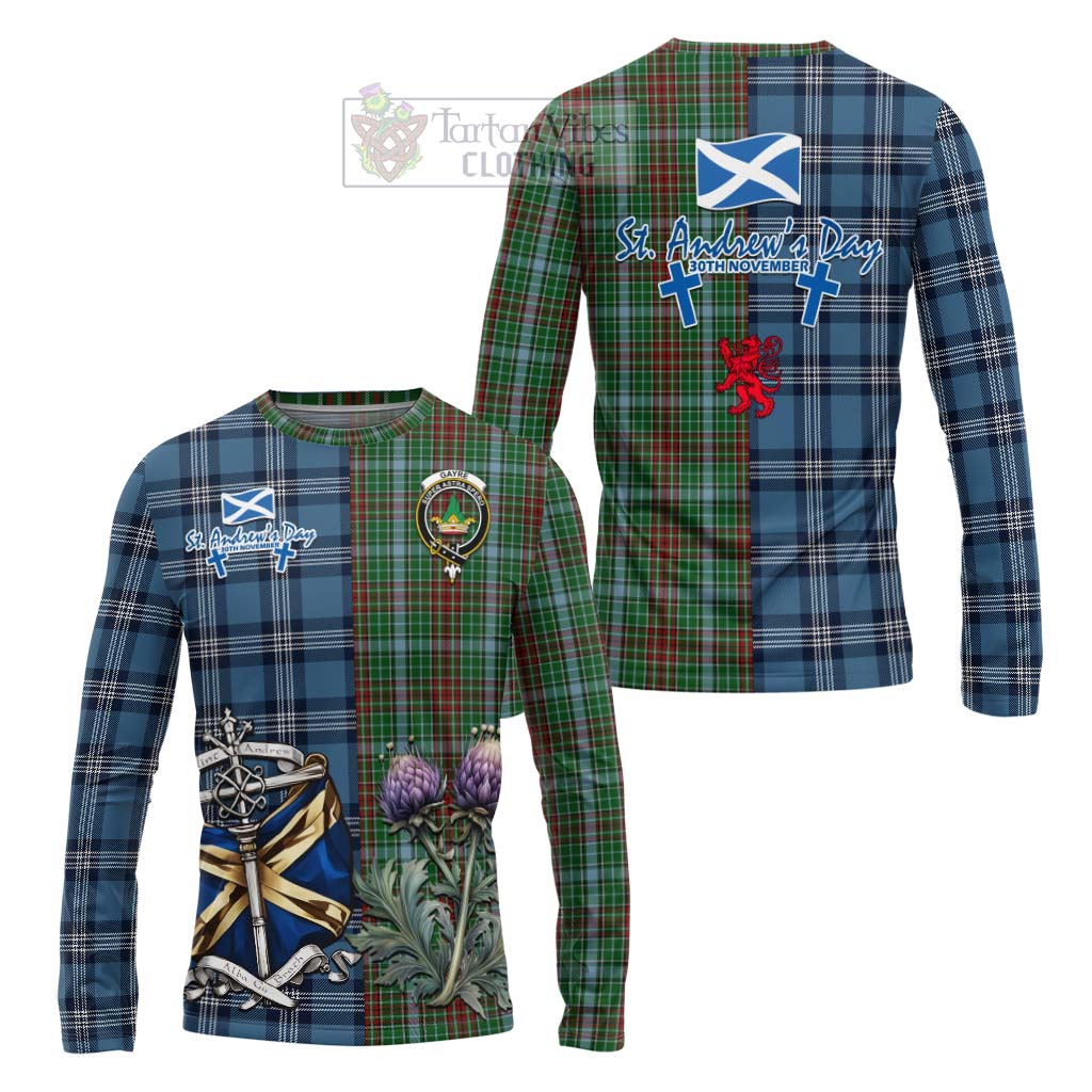 Tartan Vibes Clothing Gayre Tartan Long Sleeve T-Shirt Happy St. Andrew's Day Half Tartan Style