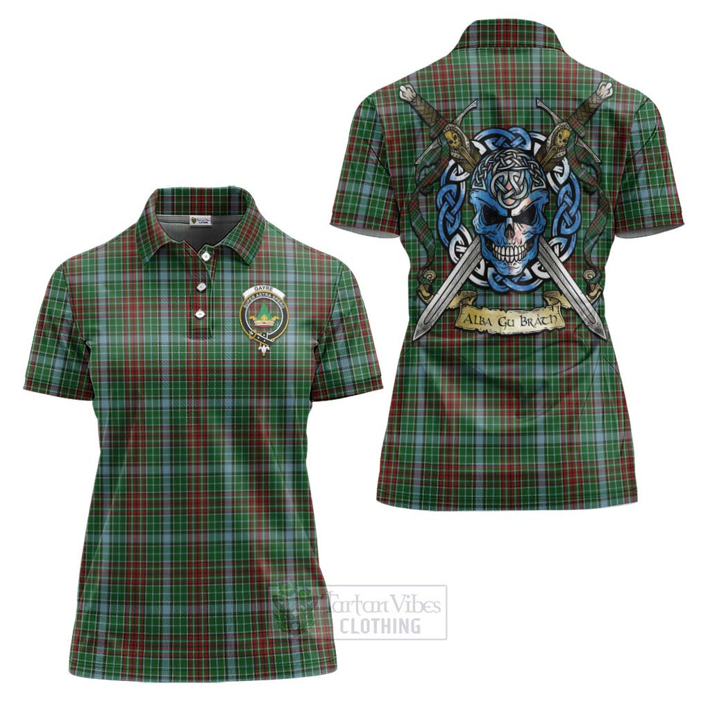 Tartan Vibes Clothing Gayre Tartan Women's Polo Shirt with Family Crest Celtic Skull Style