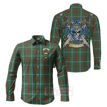 Gayre Tartan Long Sleeve Button Shirt with Family Crest Celtic Skull Style