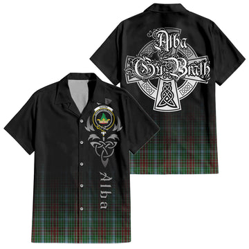 Gayre Tartan Short Sleeve Button Up Shirt Featuring Alba Gu Brath Family Crest Celtic Inspired