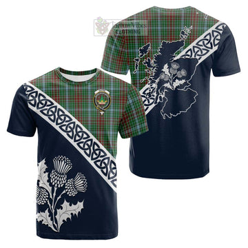 Gayre Tartan Cotton T-shirt Featuring Thistle and Scotland Map