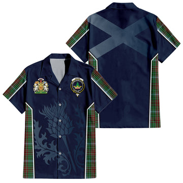 Gayre Tartan Short Sleeve Button Up Shirt with Family Crest and Scottish Thistle Vibes Sport Style