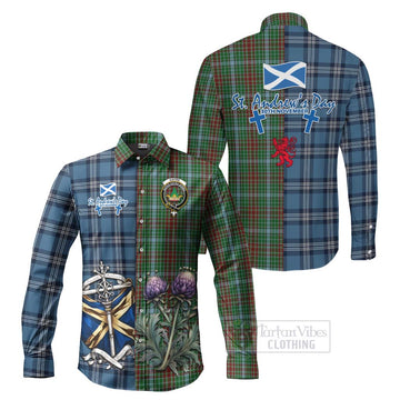 Gayre Tartan Long Sleeve Button Shirt Happy St. Andrew's Day Half Tartan Style