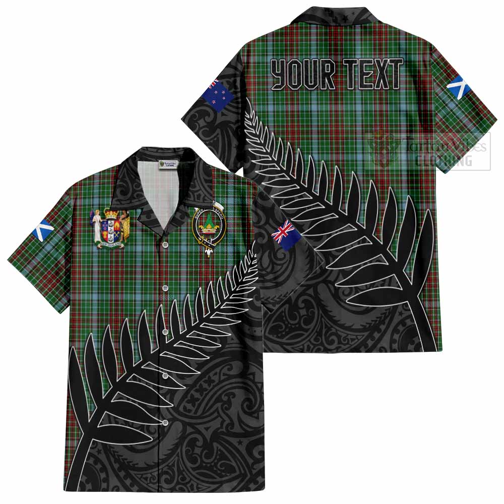 Tartan Vibes Clothing Gayre Crest Tartan Short Sleeve Button Shirt with New Zealand Silver Fern Half Style