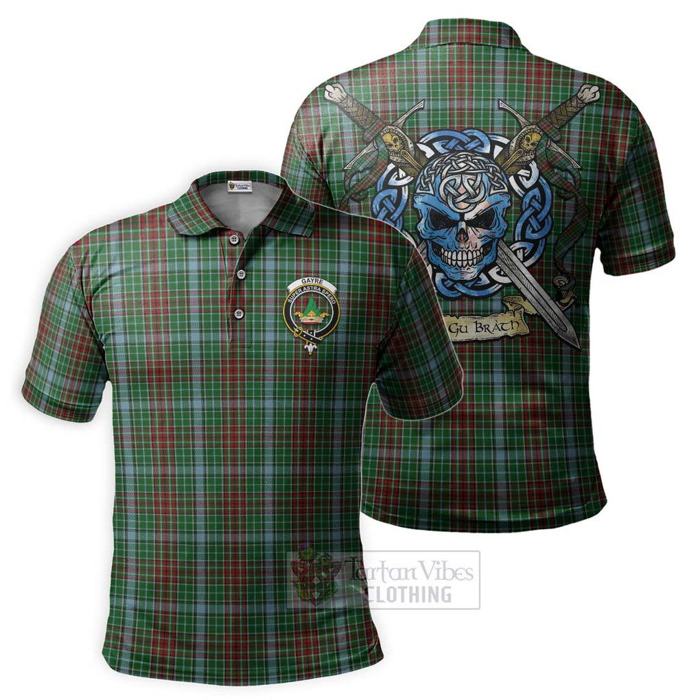 Tartan Vibes Clothing Gayre Tartan Polo Shirt with Family Crest Celtic Skull Style