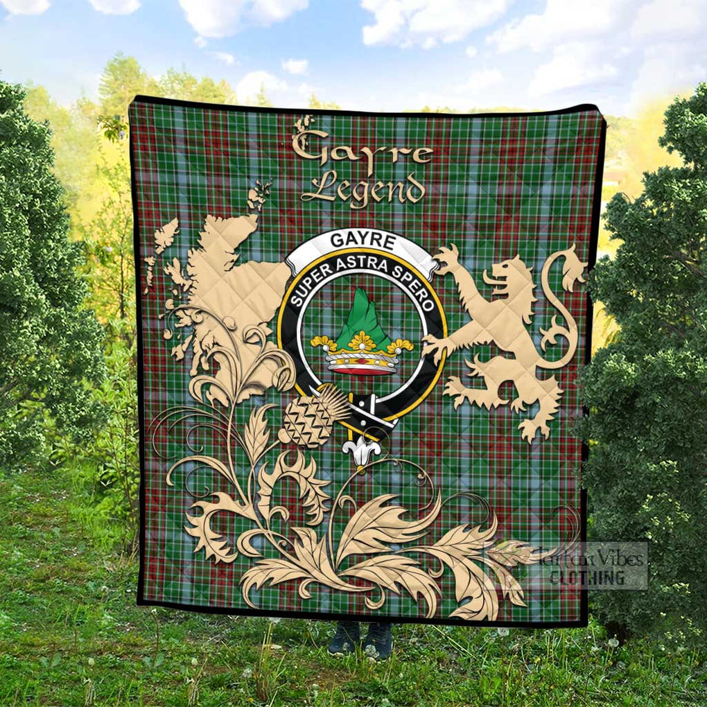 Tartan Vibes Clothing Gayre Tartan Quilt with Family Crest and Scottish Symbol Style