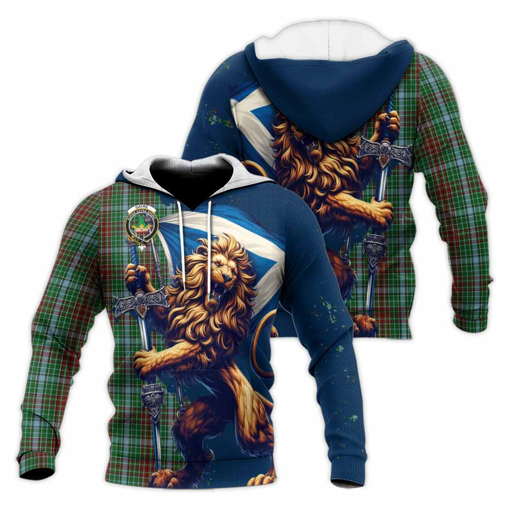 Tartan Vibes Clothing Gayre Tartan Family Crest Knitted Hoodie with Scottish Majestic Lion