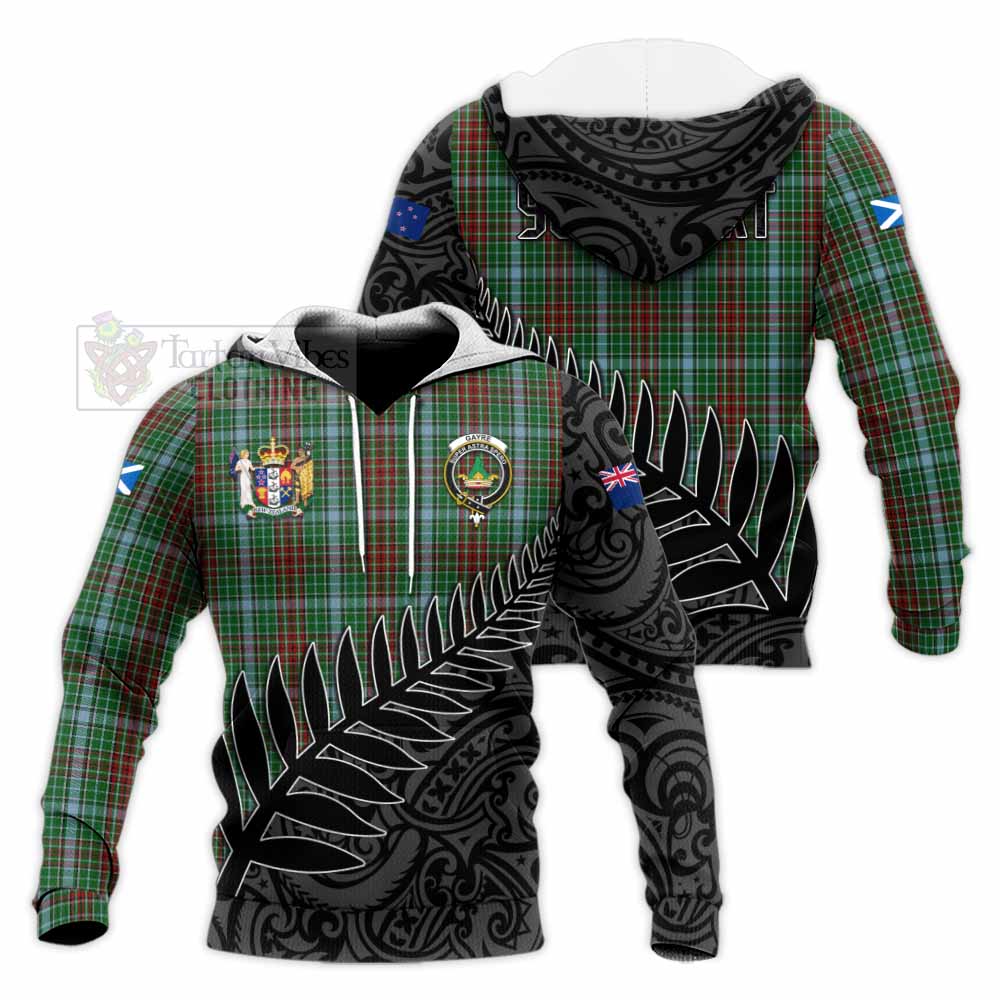 Tartan Vibes Clothing Gayre Crest Tartan Knitted Hoodie with New Zealand Silver Fern Half Style