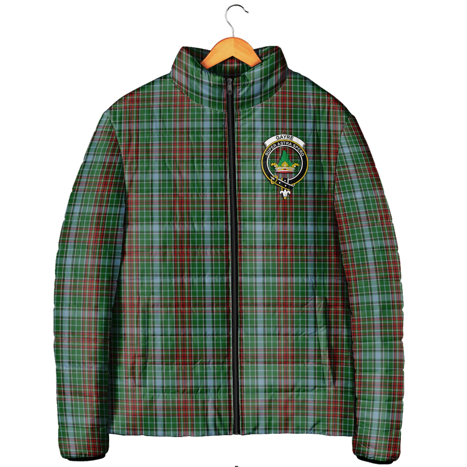 Gayre Tartan Padded Jacket with Family Crest Men's Padded Jacket - Tartan Vibes Clothing