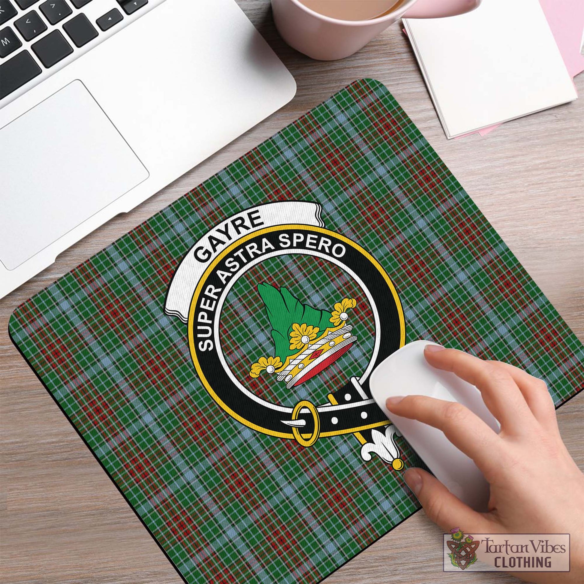 Tartan Vibes Clothing Gayre Tartan Mouse Pad with Family Crest