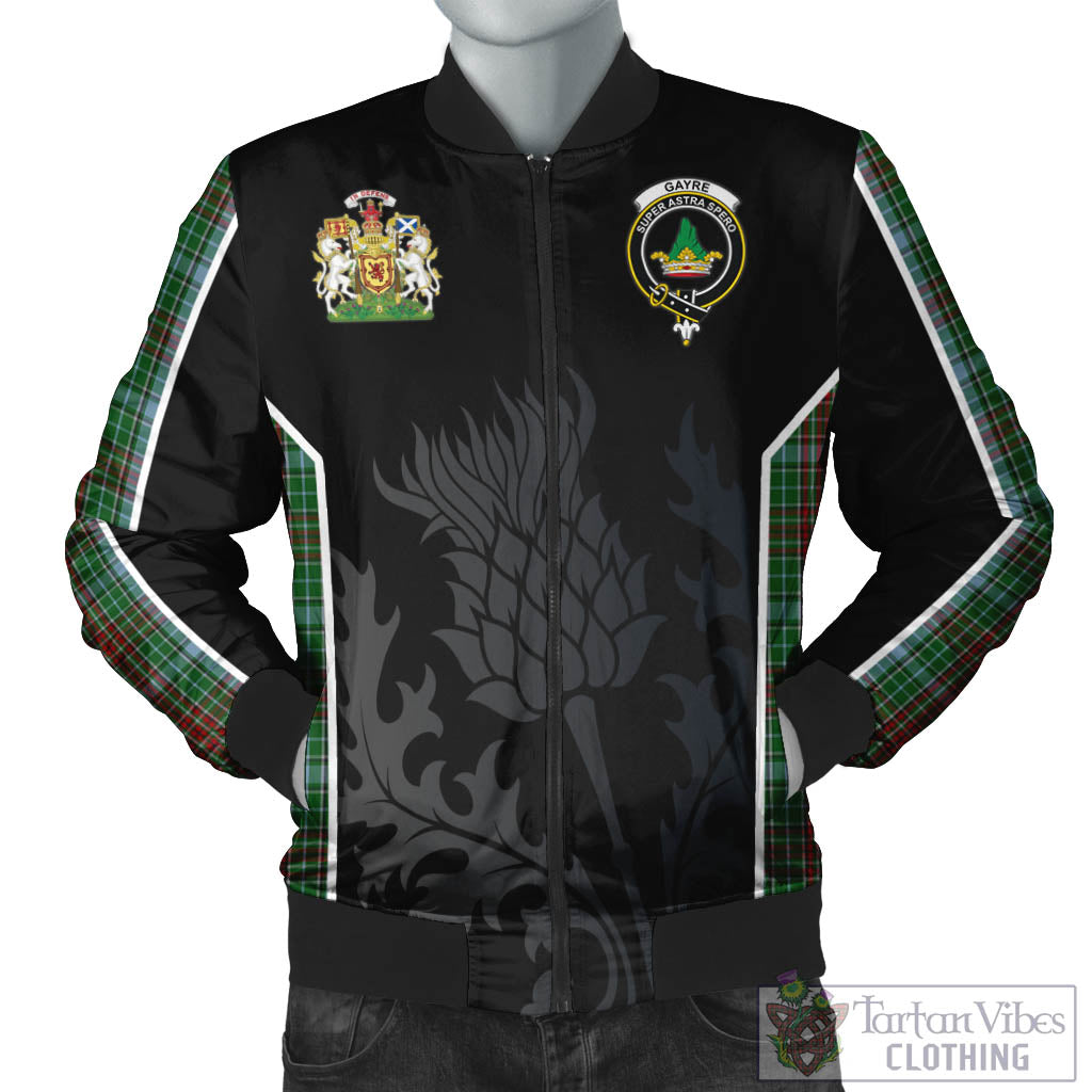 Tartan Vibes Clothing Gayre Tartan Bomber Jacket with Family Crest and Scottish Thistle Vibes Sport Style