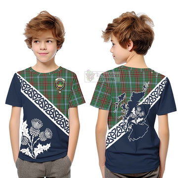 Gayre Tartan Kid T-Shirt Featuring Thistle and Scotland Map