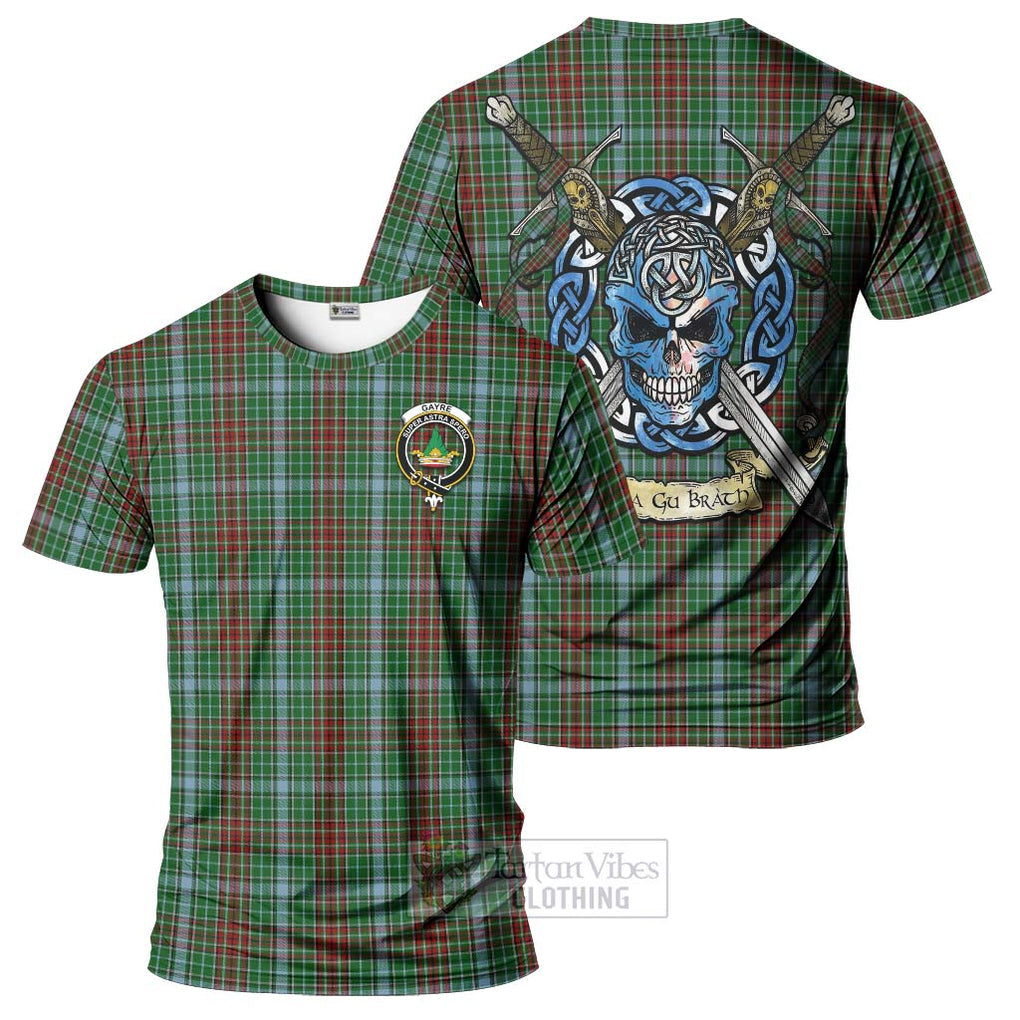 Tartan Vibes Clothing Gayre Tartan T-Shirt with Family Crest Celtic Skull Style