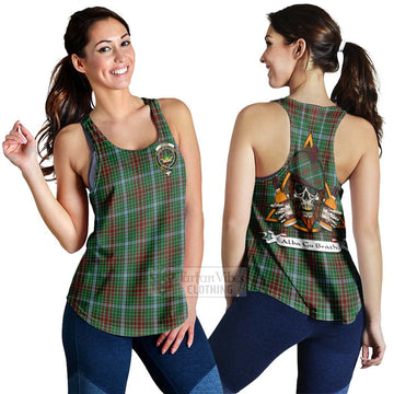 Gayre Tartan Women's Racerback Tanks with Family Crest and Bearded Skull Holding Bottles of Whiskey