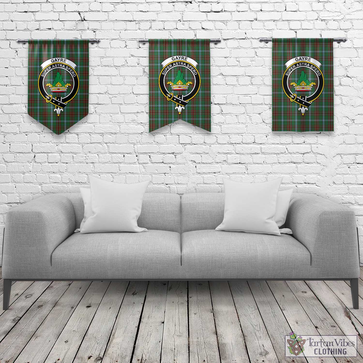 Tartan Vibes Clothing Gayre Tartan Gonfalon, Tartan Banner with Family Crest