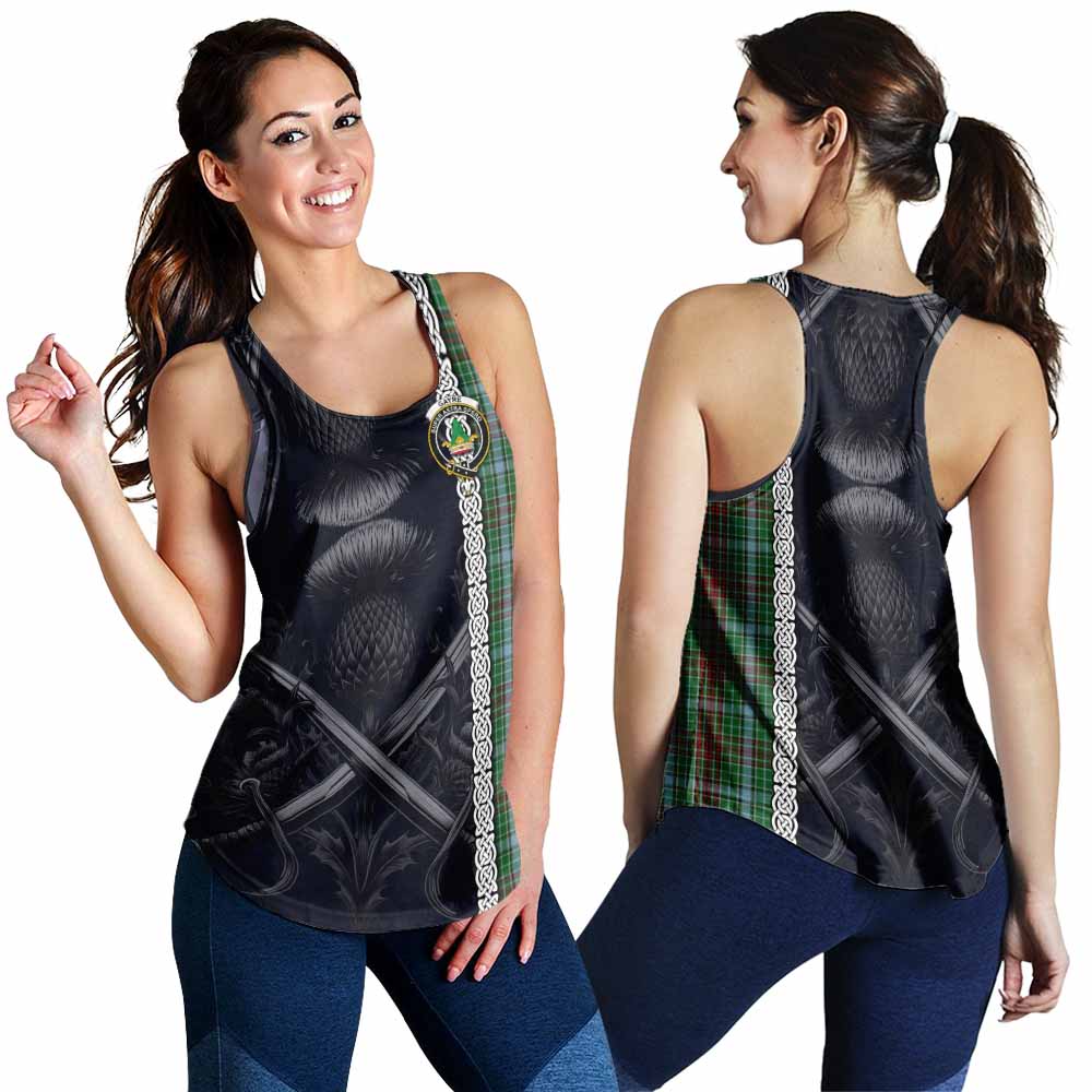 Tartan Vibes Clothing Gayre Tartan Women's Racerback Tanks with Family Crest Cross Sword Thistle Celtic Vibes