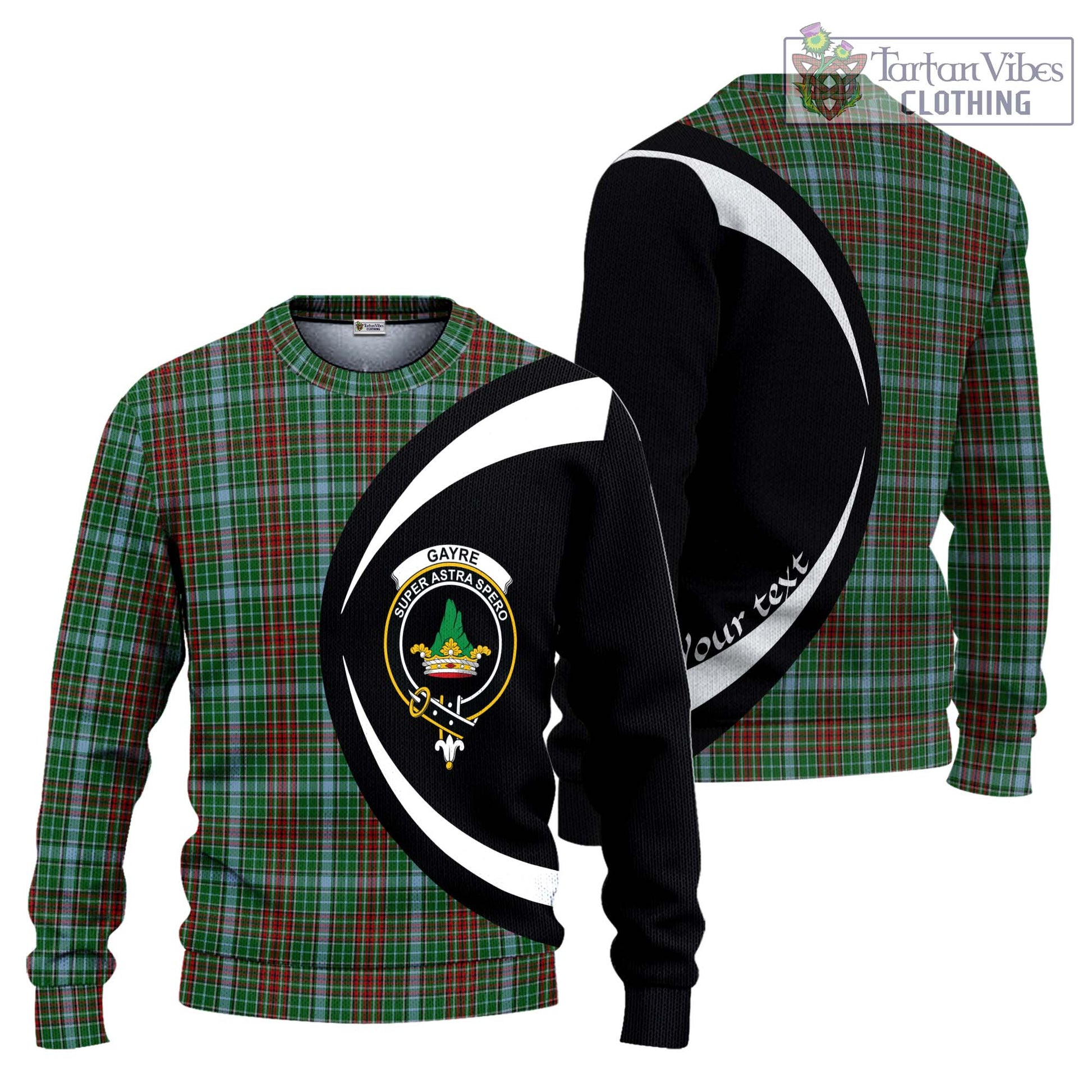 Gayre Tartan Ugly Sweater with Family Crest Circle Style Unisex - Tartan Vibes Clothing