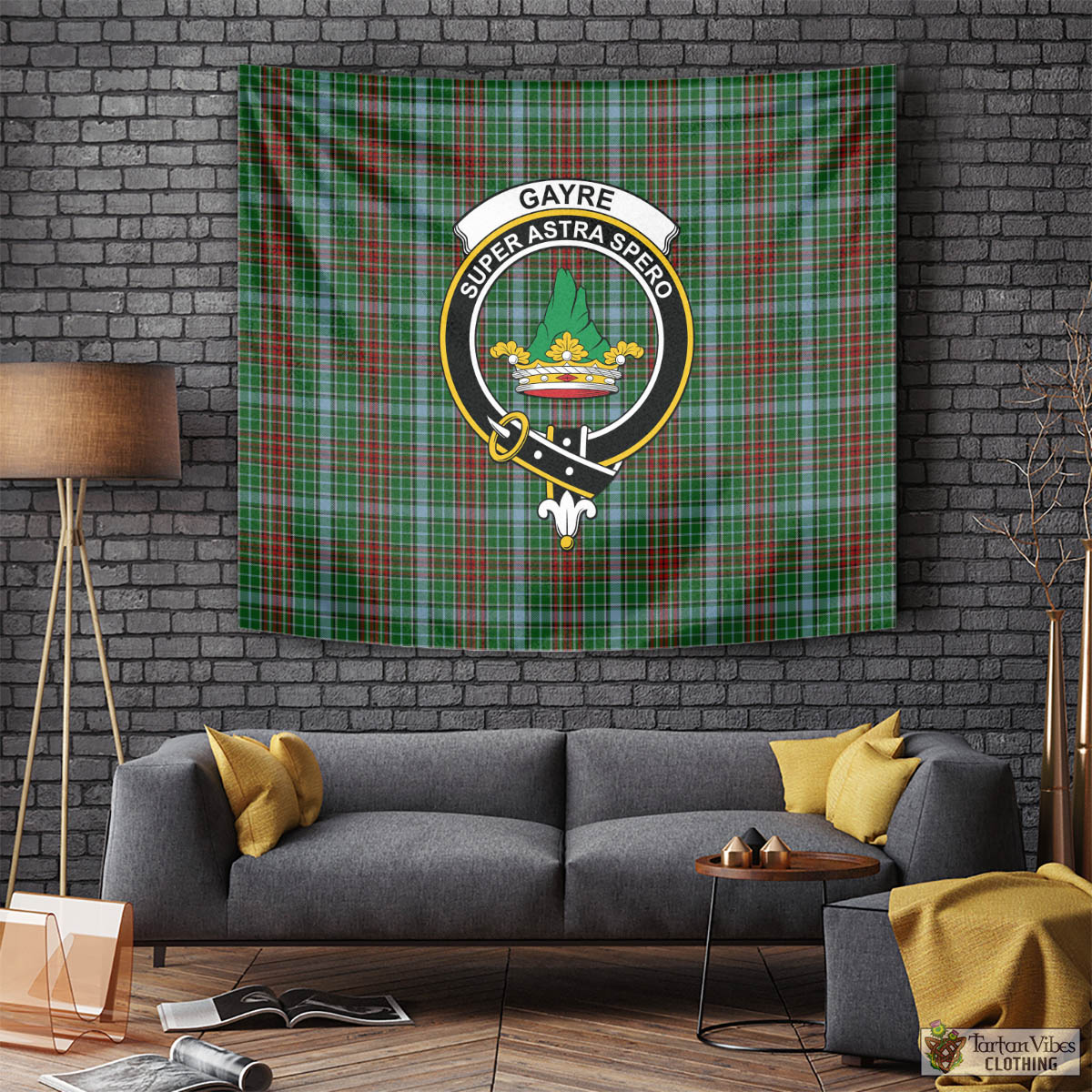 Tartan Vibes Clothing Gayre Tartan Tapestry Wall Hanging and Home Decor for Room with Family Crest