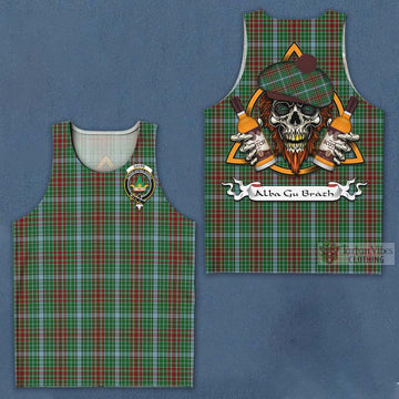 Gayre Tartan Men's Tank Top with Family Crest and Bearded Skull Holding Bottles of Whiskey