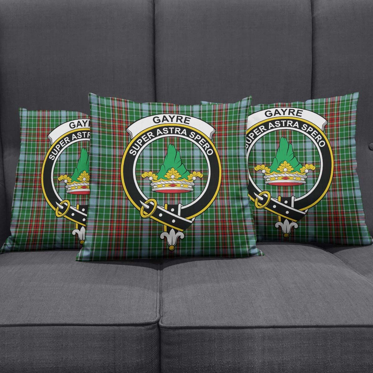 Gayre Tartan Pillow Cover with Family Crest Square Pillow Cover - Tartanvibesclothing