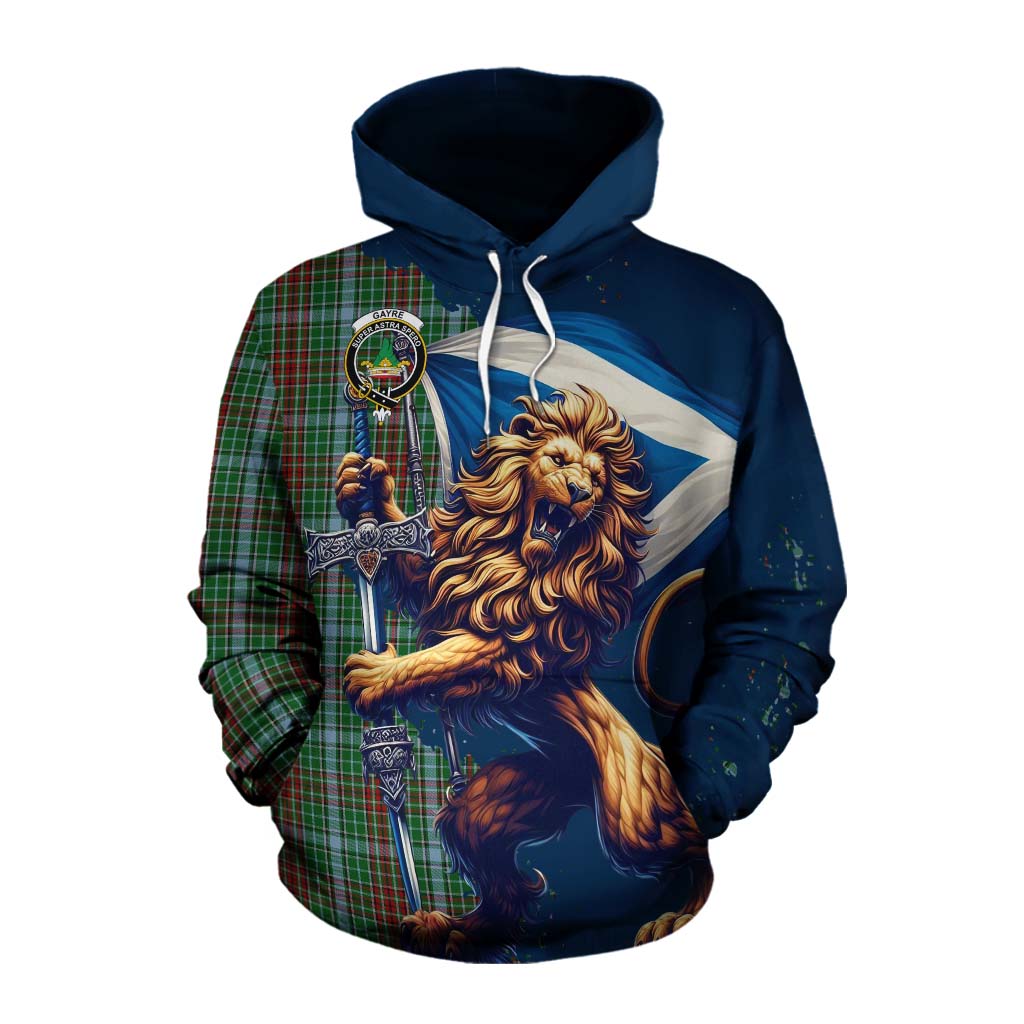 Tartan Vibes Clothing Gayre Tartan Family Crest Cotton Hoodie with Scottish Majestic Lion