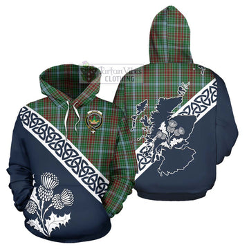 Gayre Tartan Hoodie Featuring Thistle and Scotland Map