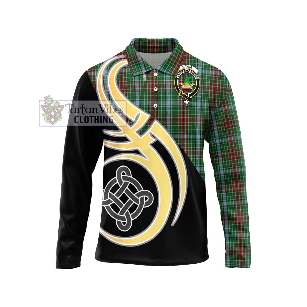 Gayre Tartan Long Sleeve Polo Shirt with Family Crest and Celtic Symbol Style Unisex - Tartan Vibes Clothing