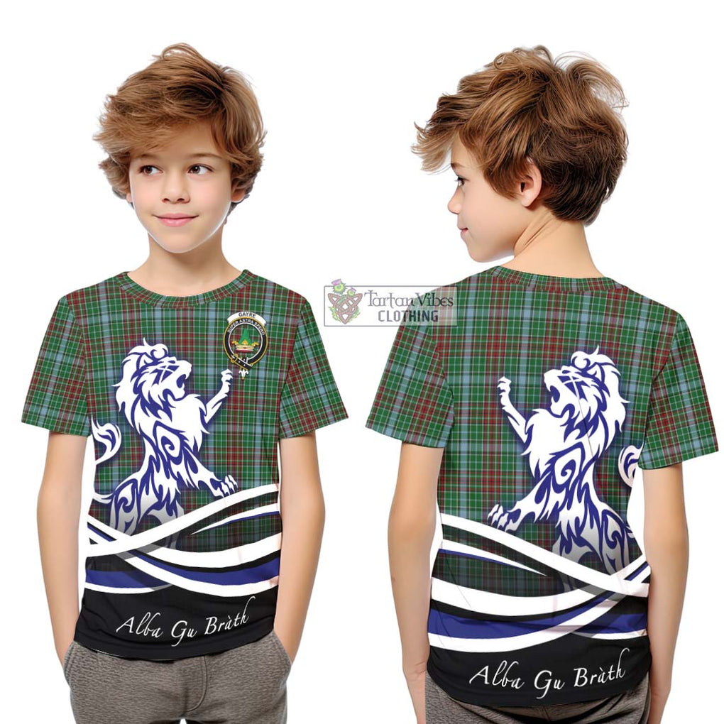 Gayre Tartan Kid T-Shirt with Alba Gu Brath Regal Lion Emblem Youth XL Size14 - Tartanvibesclothing Shop