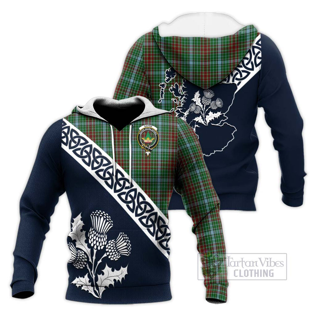 Tartan Vibes Clothing Gayre Tartan Knitted Hoodie Featuring Thistle and Scotland Map