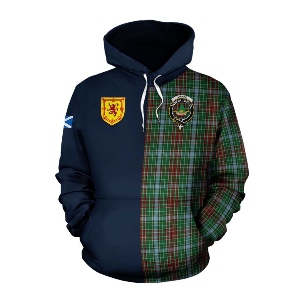 Tartan Vibes Clothing Gayre Tartan Cotton Hoodie Alba with Scottish Lion Royal Arm Half Style