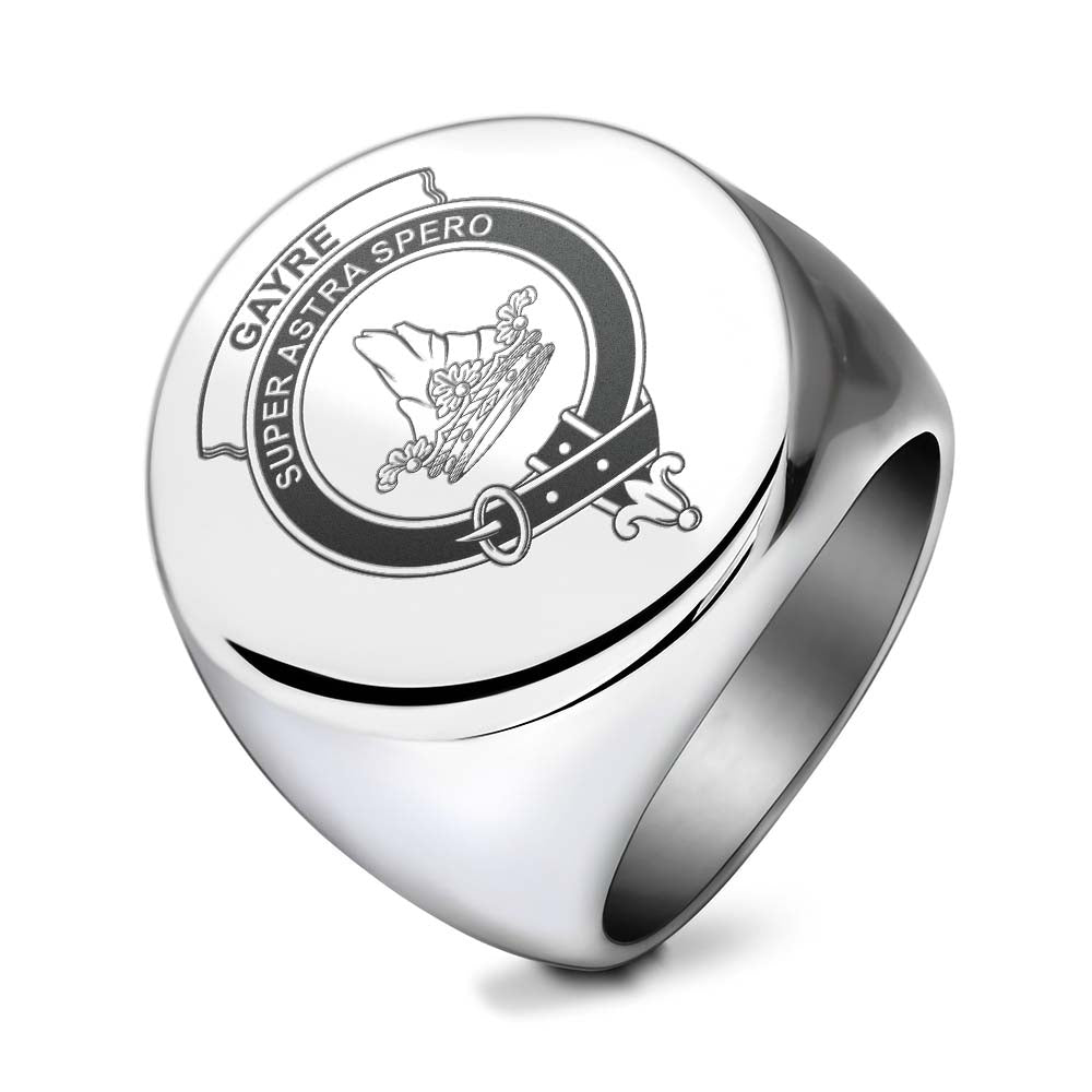 Tartan Vibes Clothing Gayre Clan Crest Engraved Ring