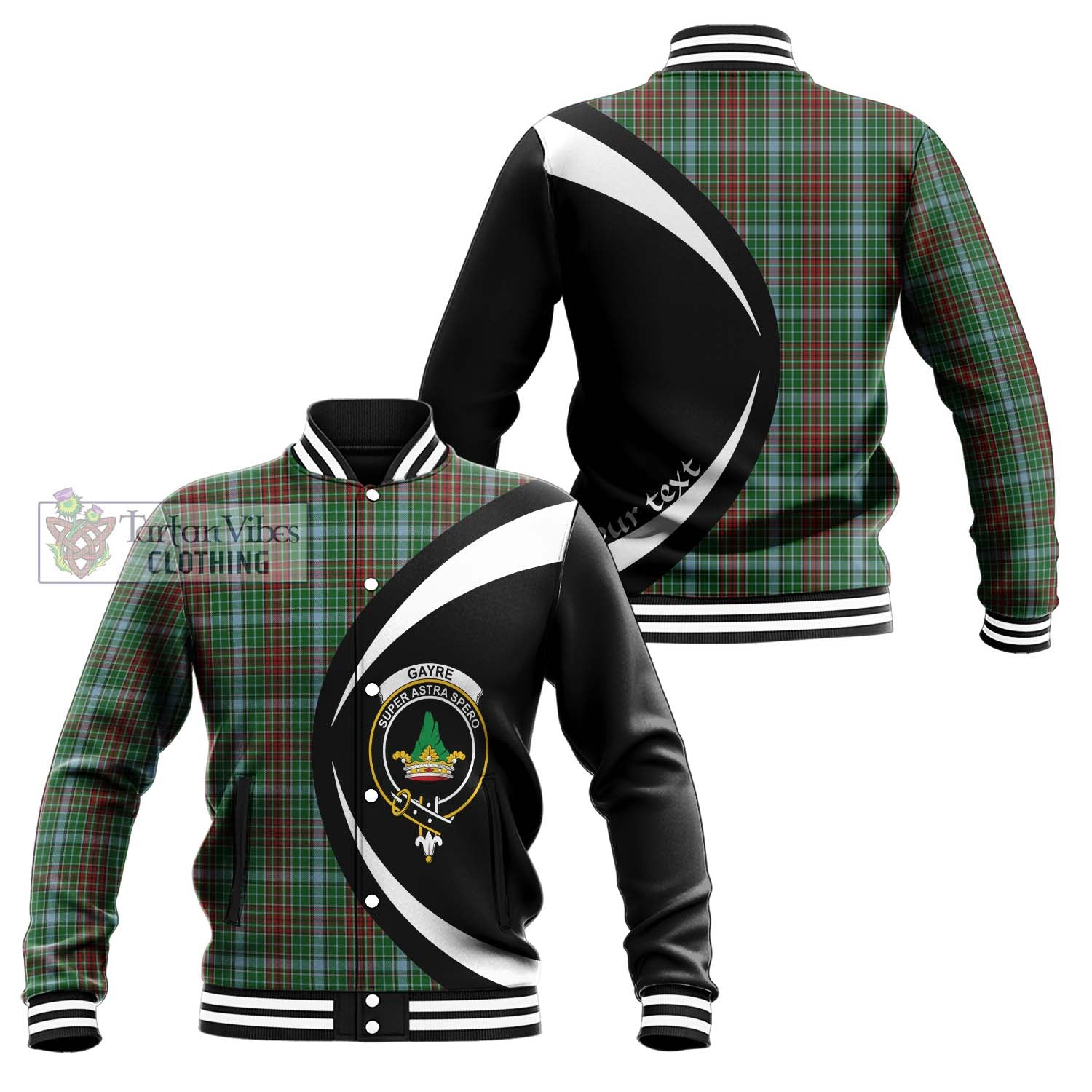 Gayre Tartan Baseball Jacket with Family Crest Circle Style Unisex - Tartan Vibes Clothing