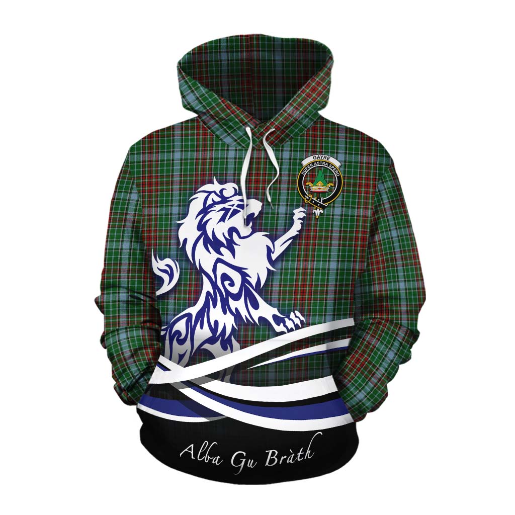 Tartan Vibes Clothing Gayre Tartan Cotton Hoodie with Alba Gu Brath Regal Lion Emblem