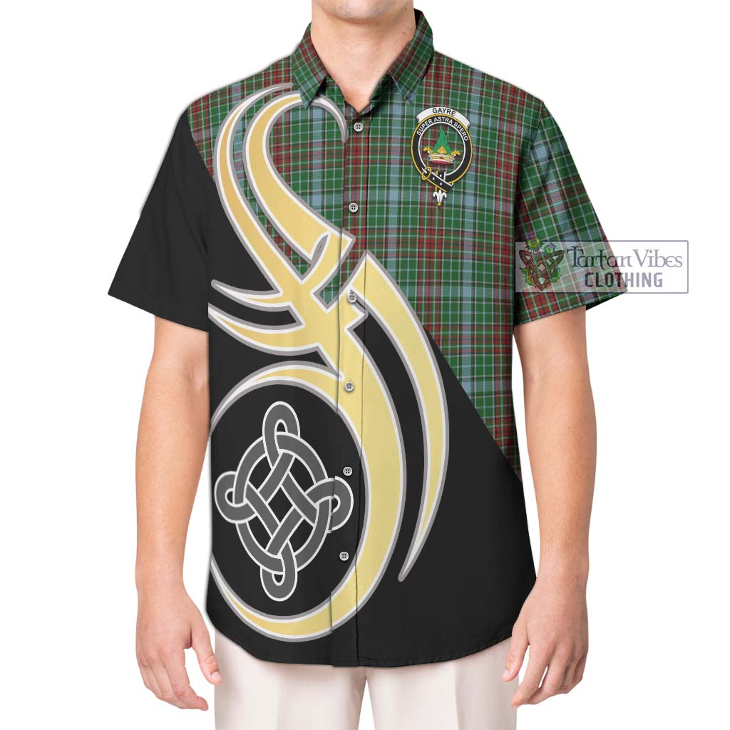 Gayre Tartan Short Sleeve Button Shirt with Family Crest and Celtic Symbol Style Kid - Tartan Vibes Clothing