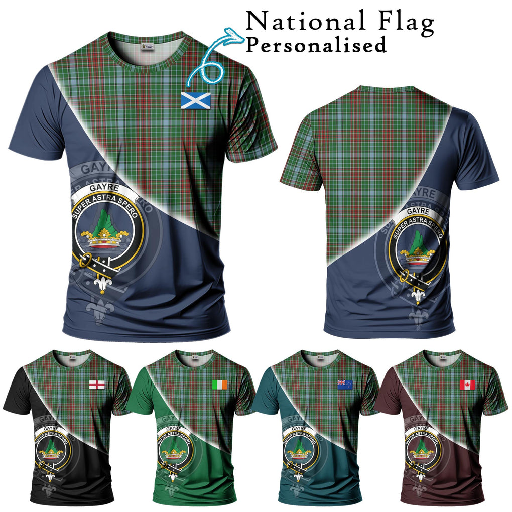 Gayre Tartan T-Shirt with Personalised National Flag and Family Crest Half Style Kid's Shirt - Tartanvibesclothing Shop