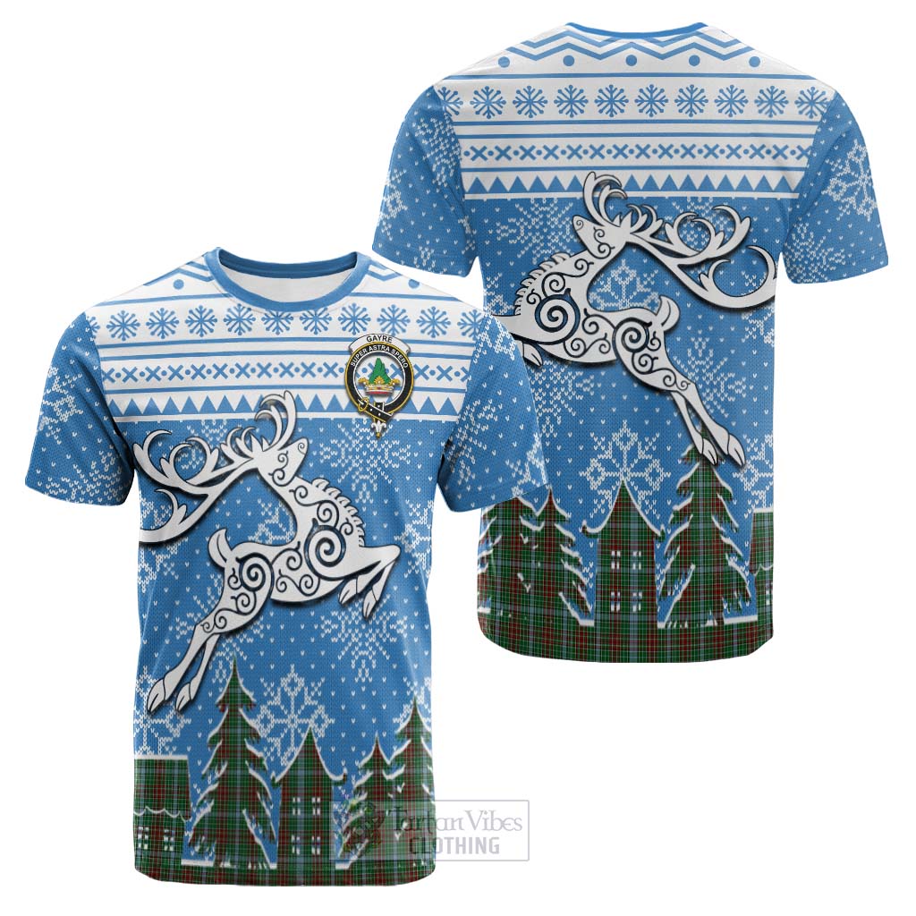 Tartan Vibes Clothing Gayre Clan Christmas Cotton T-shirt Celtic Reindeer Style