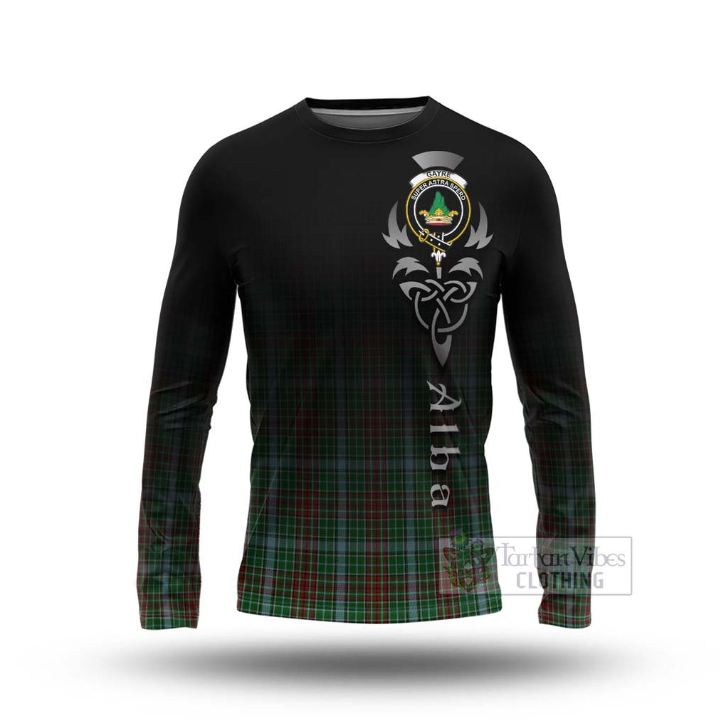 Tartan Vibes Clothing Gayre Tartan Long Sleeve T-Shirt Featuring Alba Gu Brath Family Crest Celtic Inspired