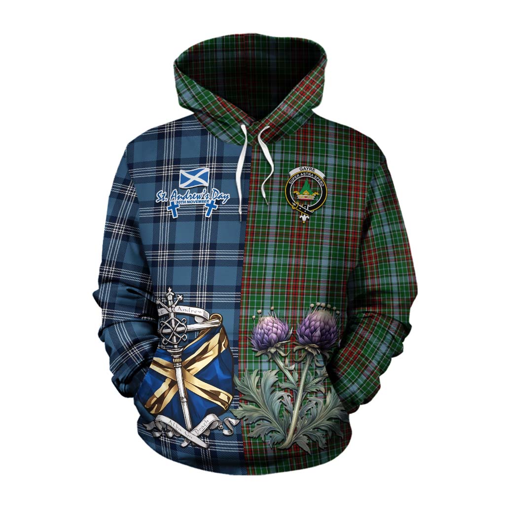 Tartan Vibes Clothing Gayre Tartan Cotton Hoodie Happy St. Andrew's Day Half Tartan Style