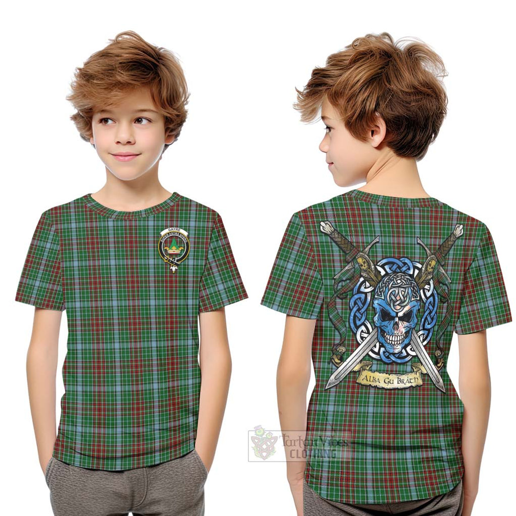 Tartan Vibes Clothing Gayre Tartan Kid T-Shirt with Family Crest Celtic Skull Style