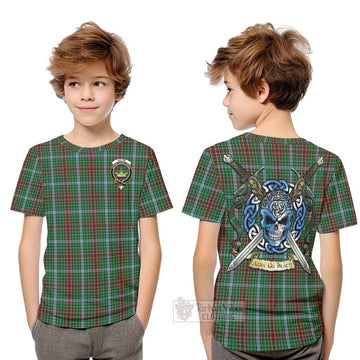 Gayre Tartan Kid T-Shirt with Family Crest Celtic Skull Style