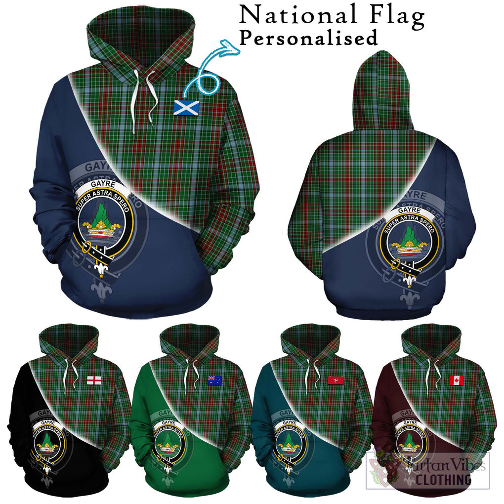 Gayre Tartan Hoodie with Personalised National Flag and Family Crest Half Style Zip Hoodie - Tartanvibesclothing Shop