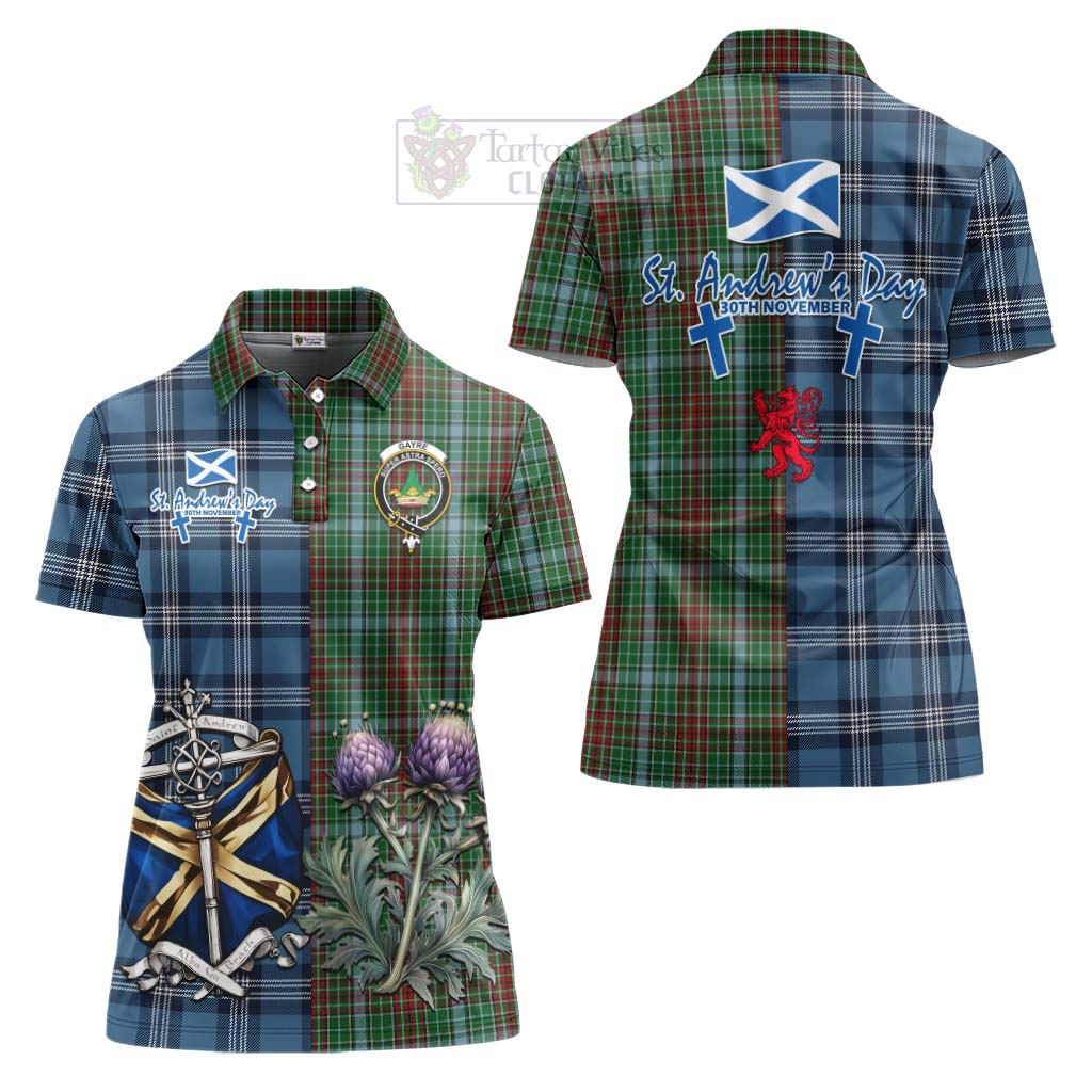 Tartan Vibes Clothing Gayre Tartan Women's Polo Shirt Happy St. Andrew's Day Half Tartan Style